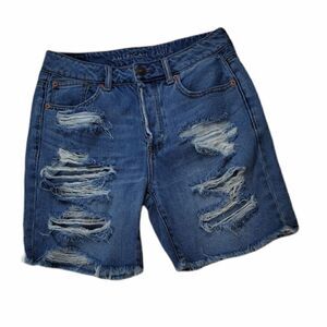 American Eagle High Rise Tomgirl Distressed Shorts